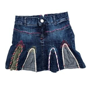 Tractor Jeans Girls Dark Wash Patchwork Denim Skirt Embroidery 6X